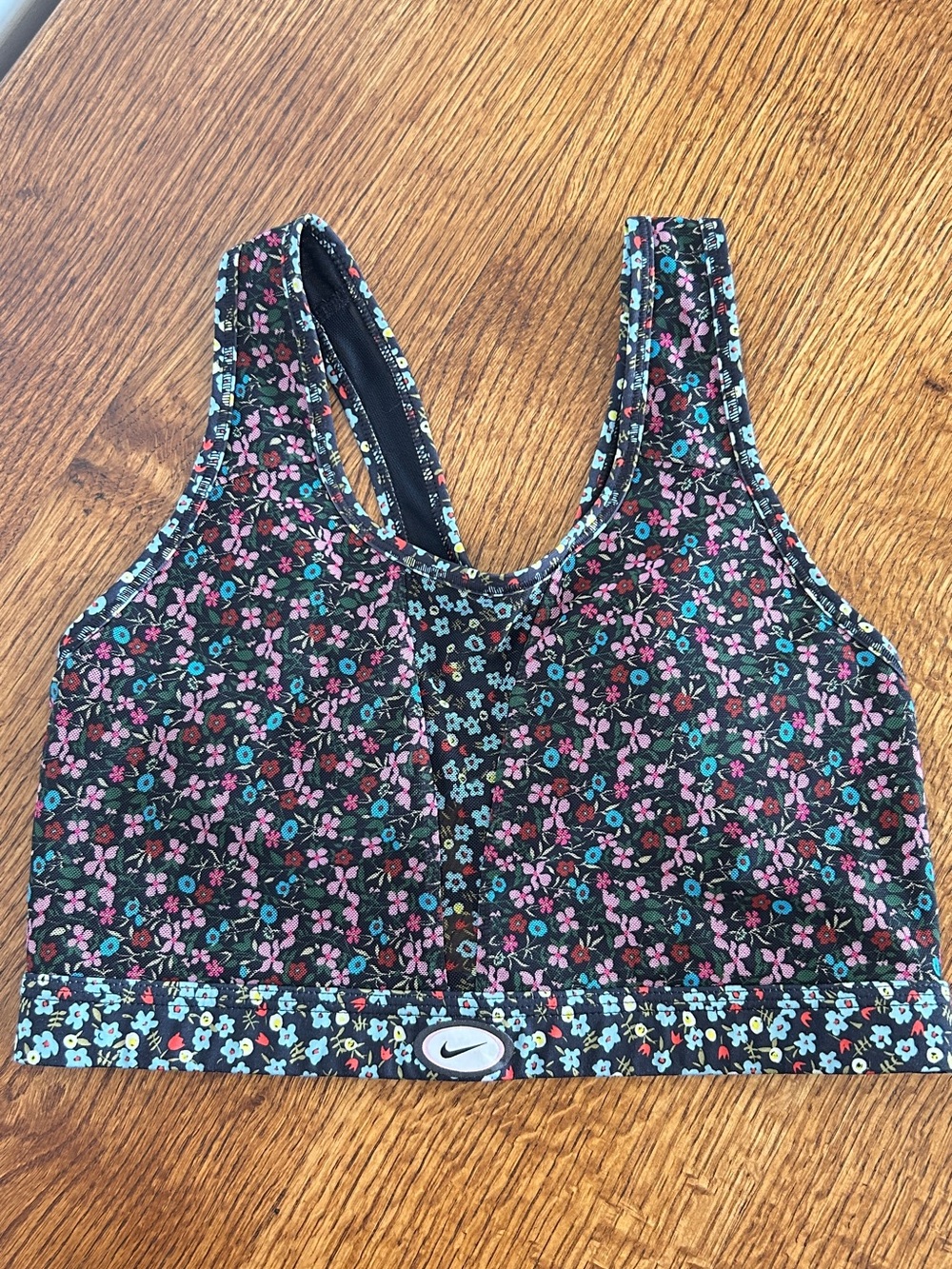NIKE DRI-FIT FLORAL MESH PADDED SPORTS BRA
